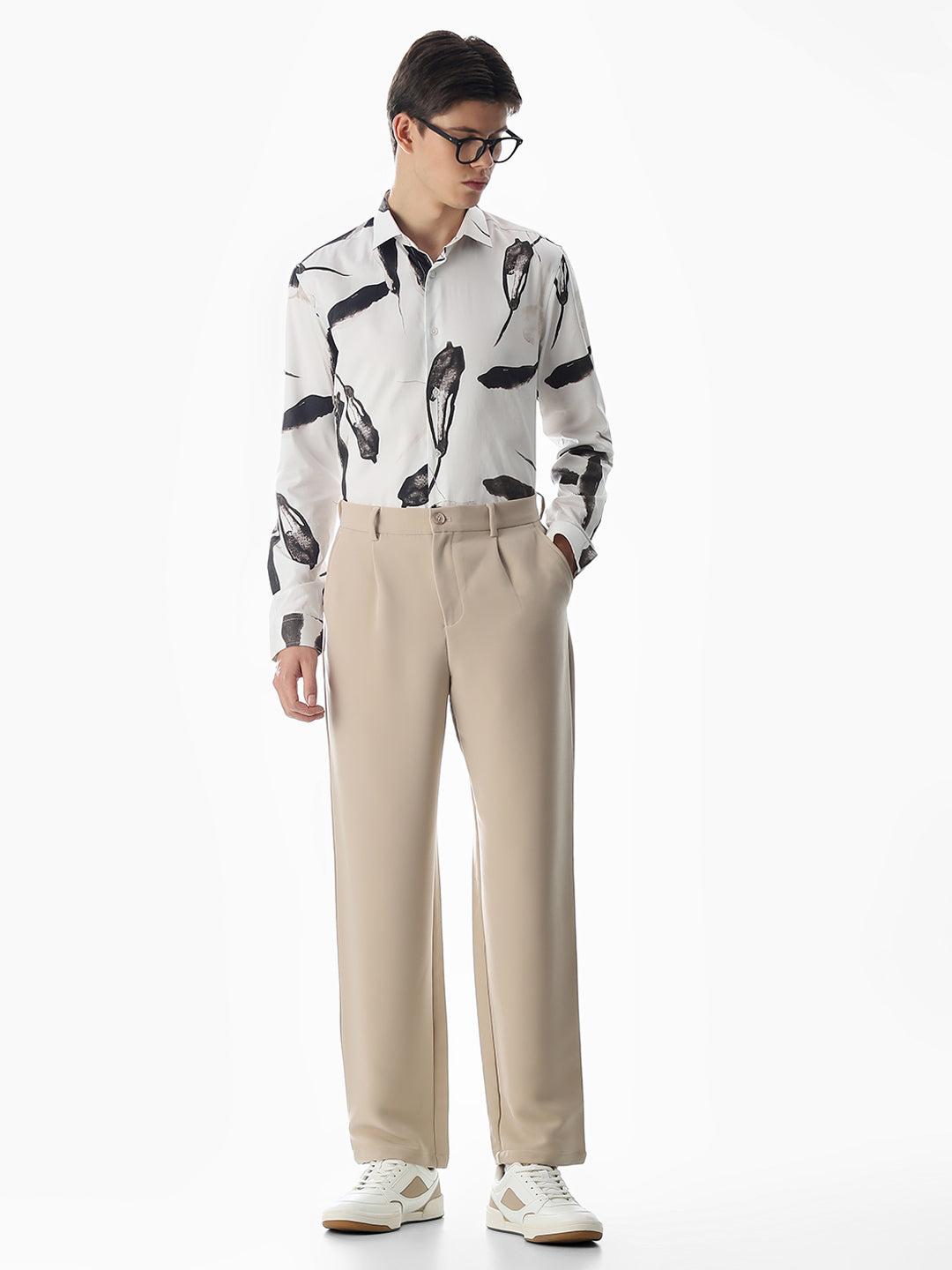 White Printed Cotton Shirt