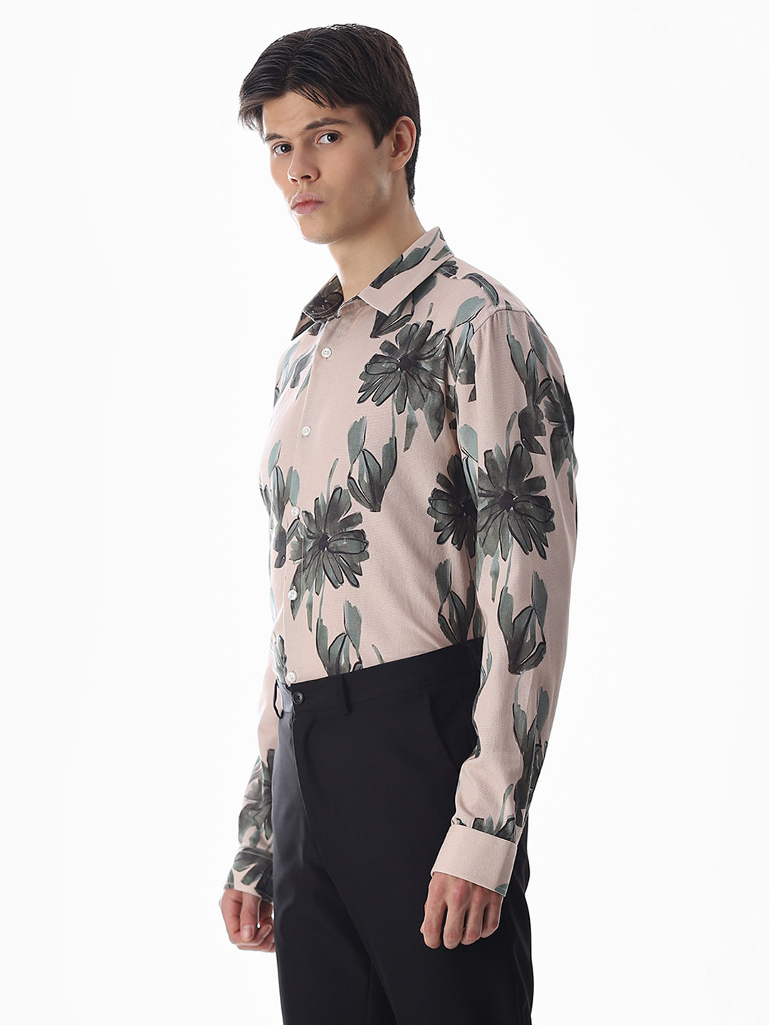 Olive Cotton Slim Fit Shirt