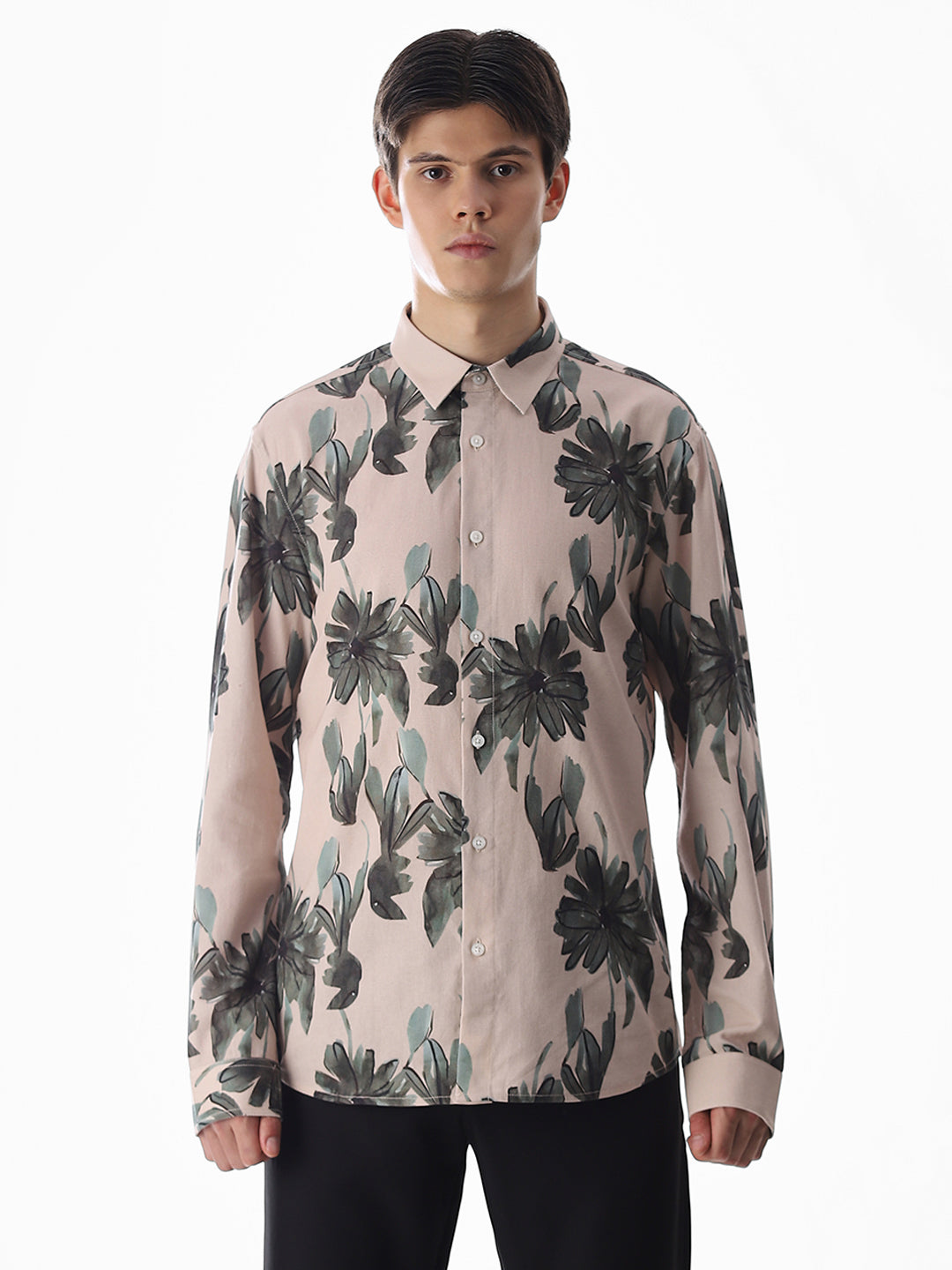 Olive Cotton Slim Fit Shirt