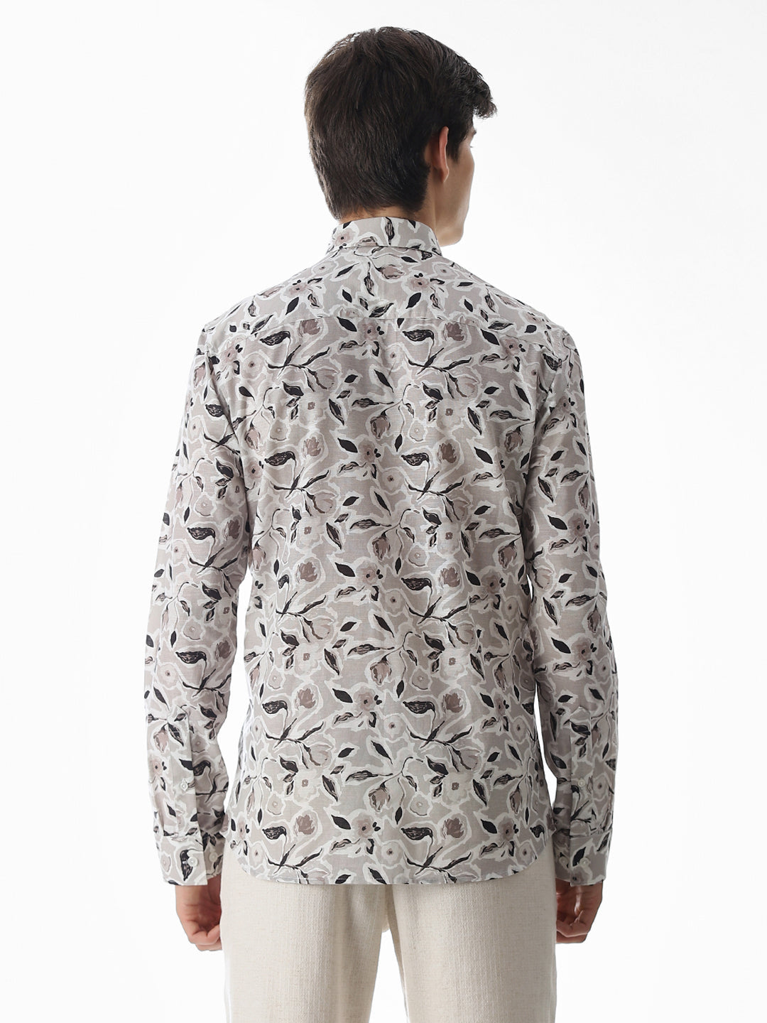 Beige Printed Cotton Shirt