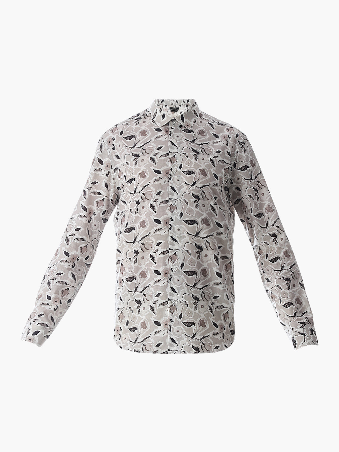 Beige Printed Cotton Shirt