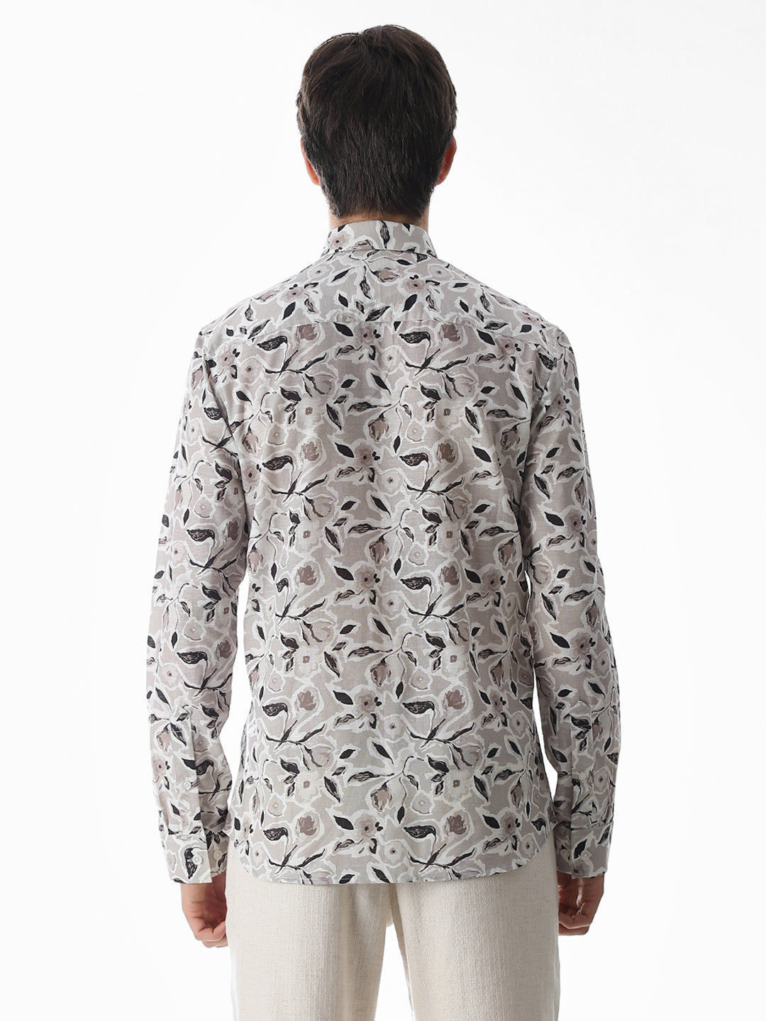 Beige Printed Cotton Shirt