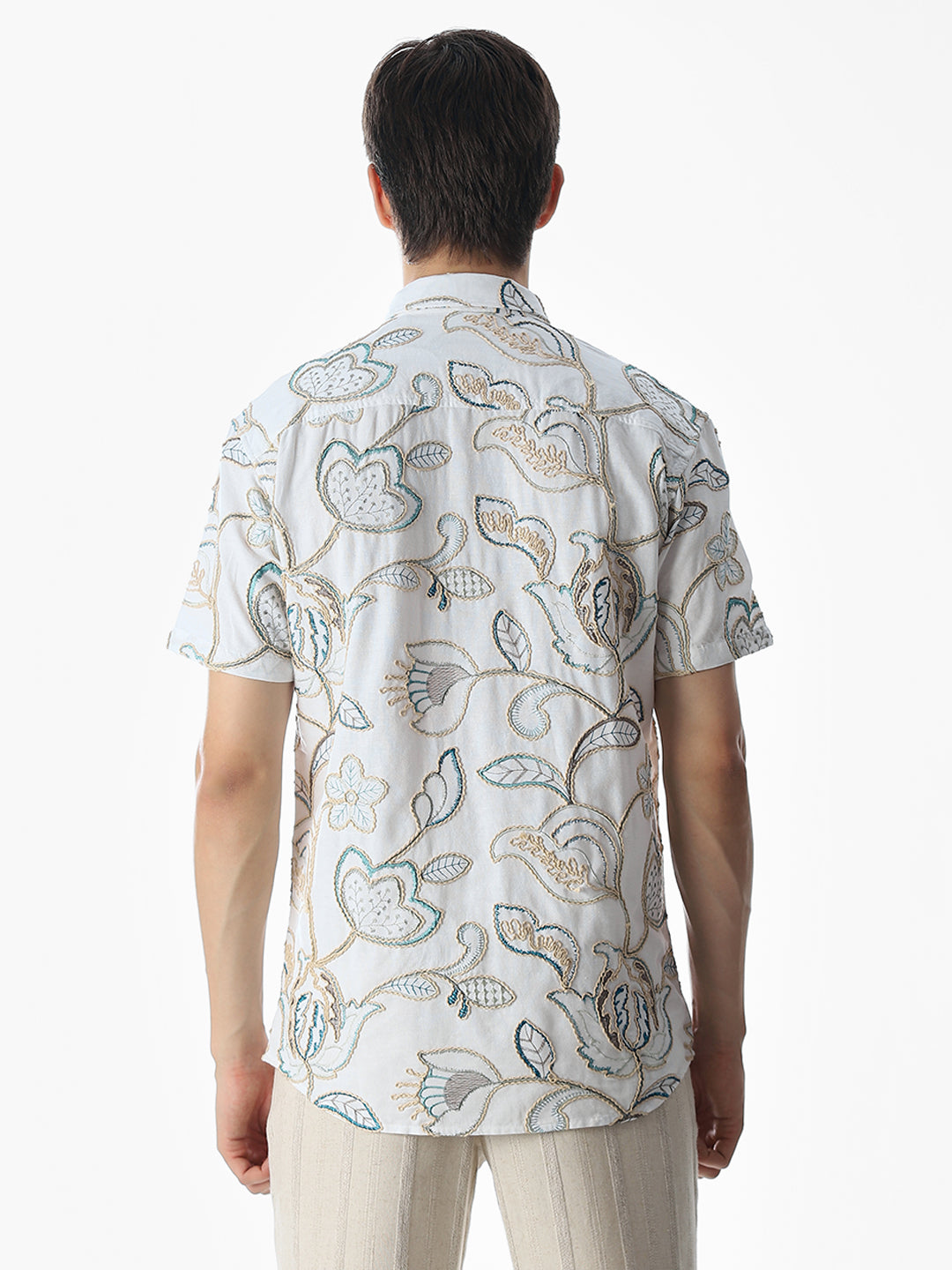 Floral Embroidered Cotton Shirt