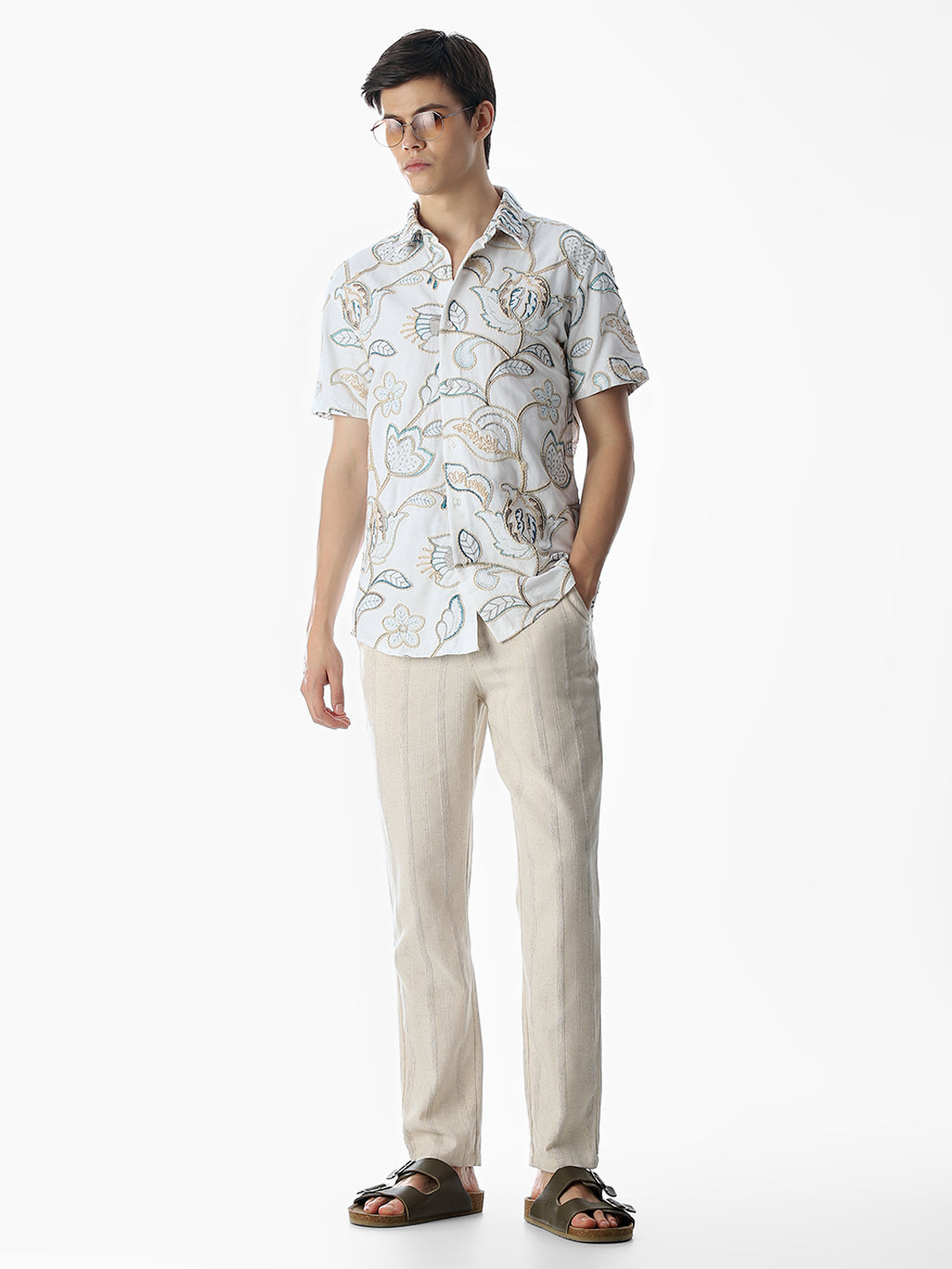 Floral Embroidered Cotton Shirt