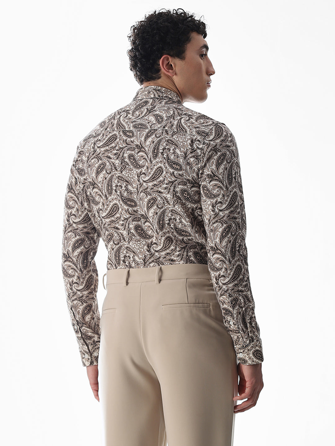 Brown Paisley Print Cotton Shirt