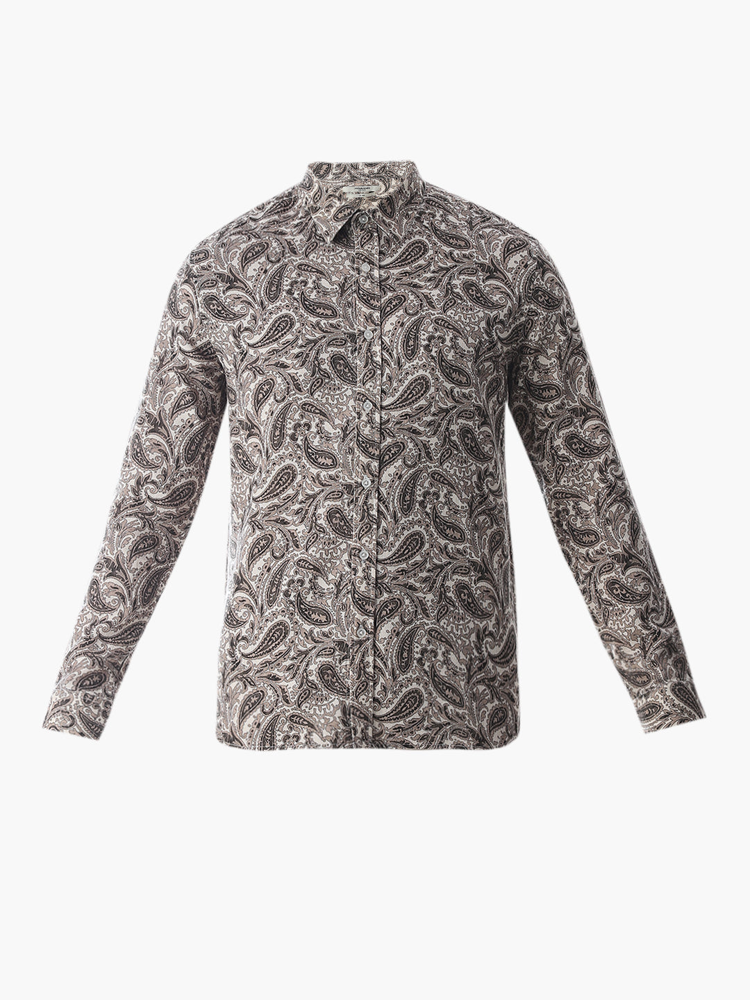 Brown Paisley Print Cotton Shirt