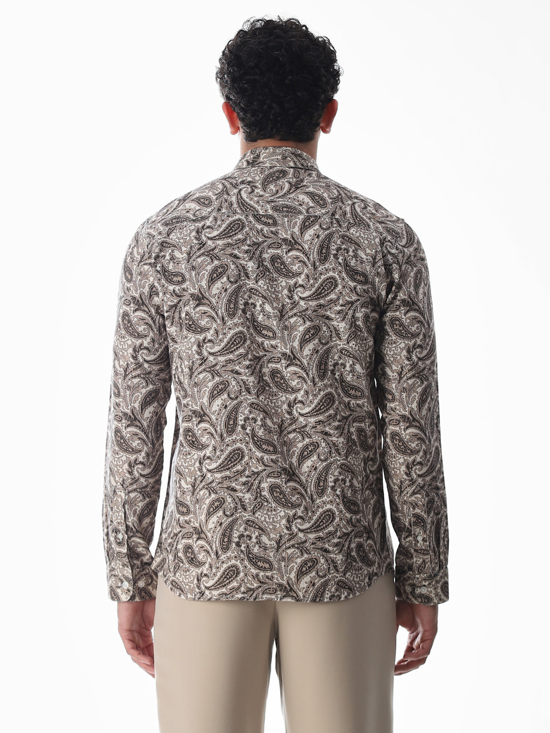 Brown Paisley Print Cotton Shirt
