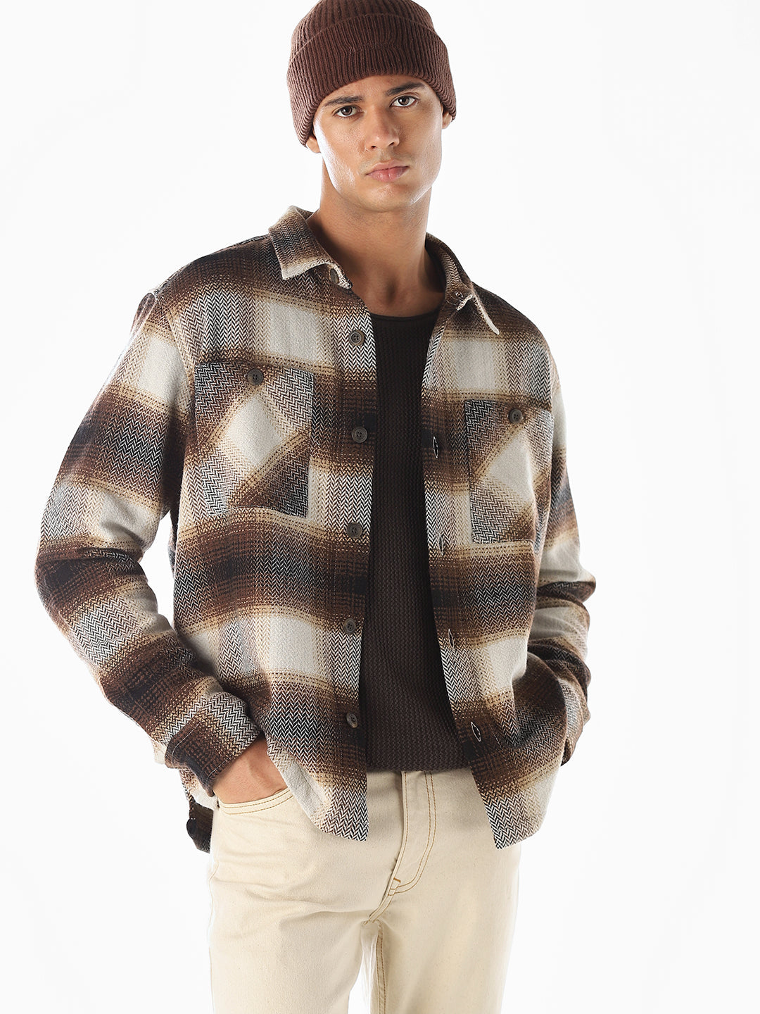 Check Oversized Cotton Shirt