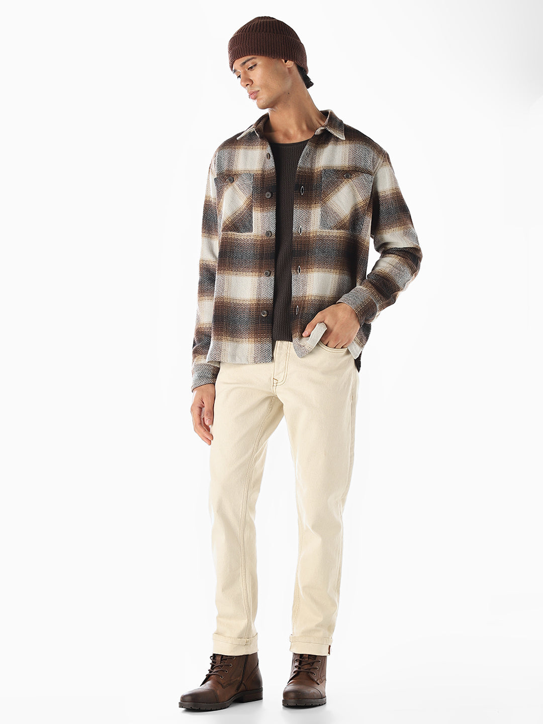 Check Oversized Cotton Shirt