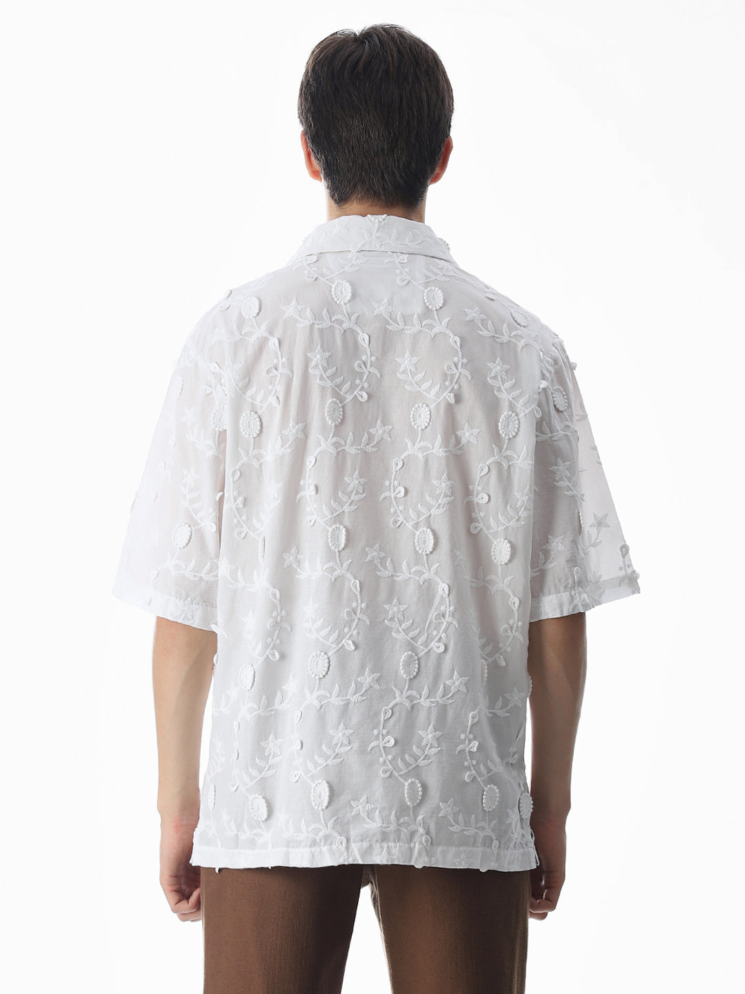 White Embroidered Oversized Shirt