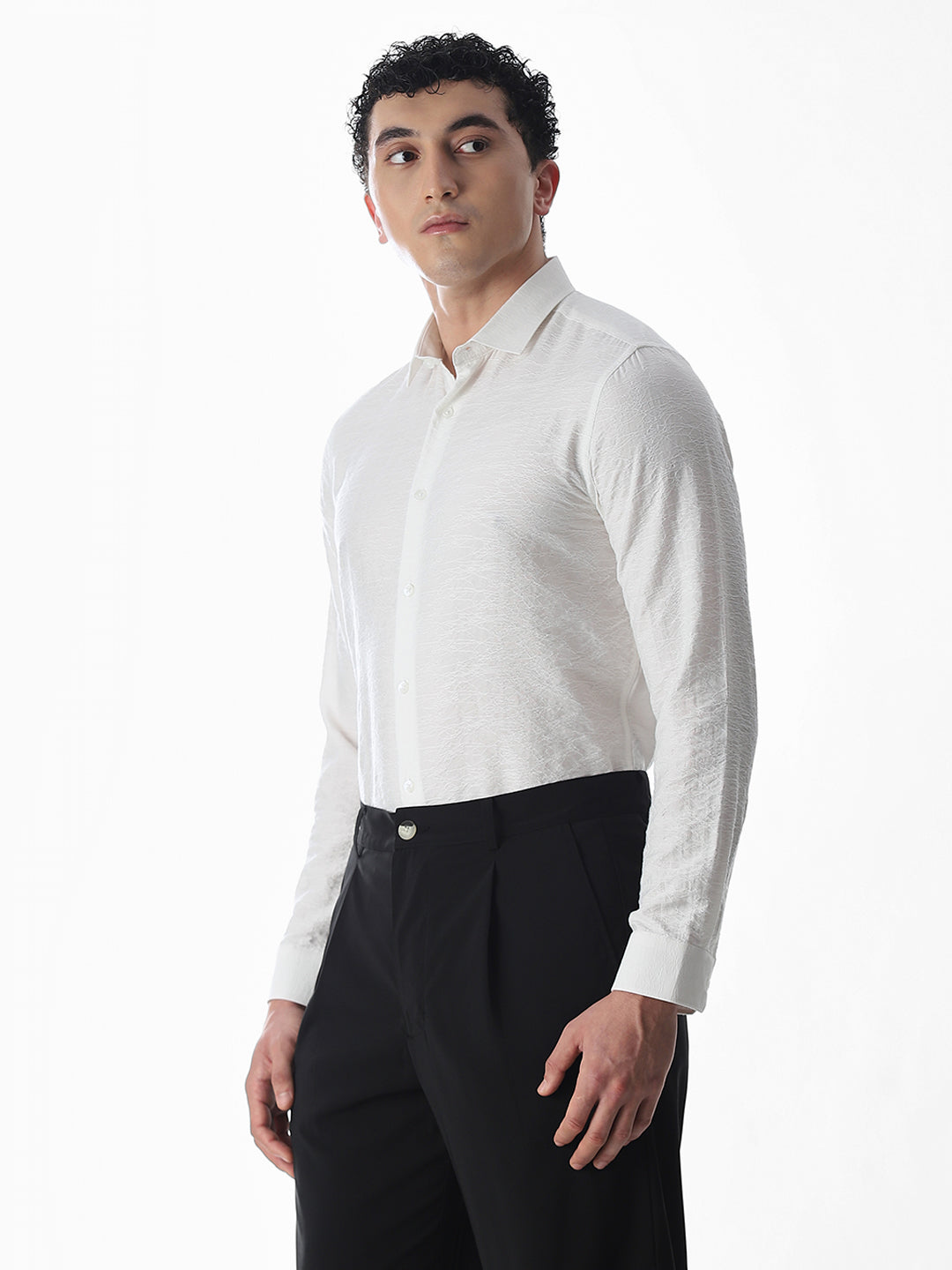 Slim Fit Dobby Shirt - White