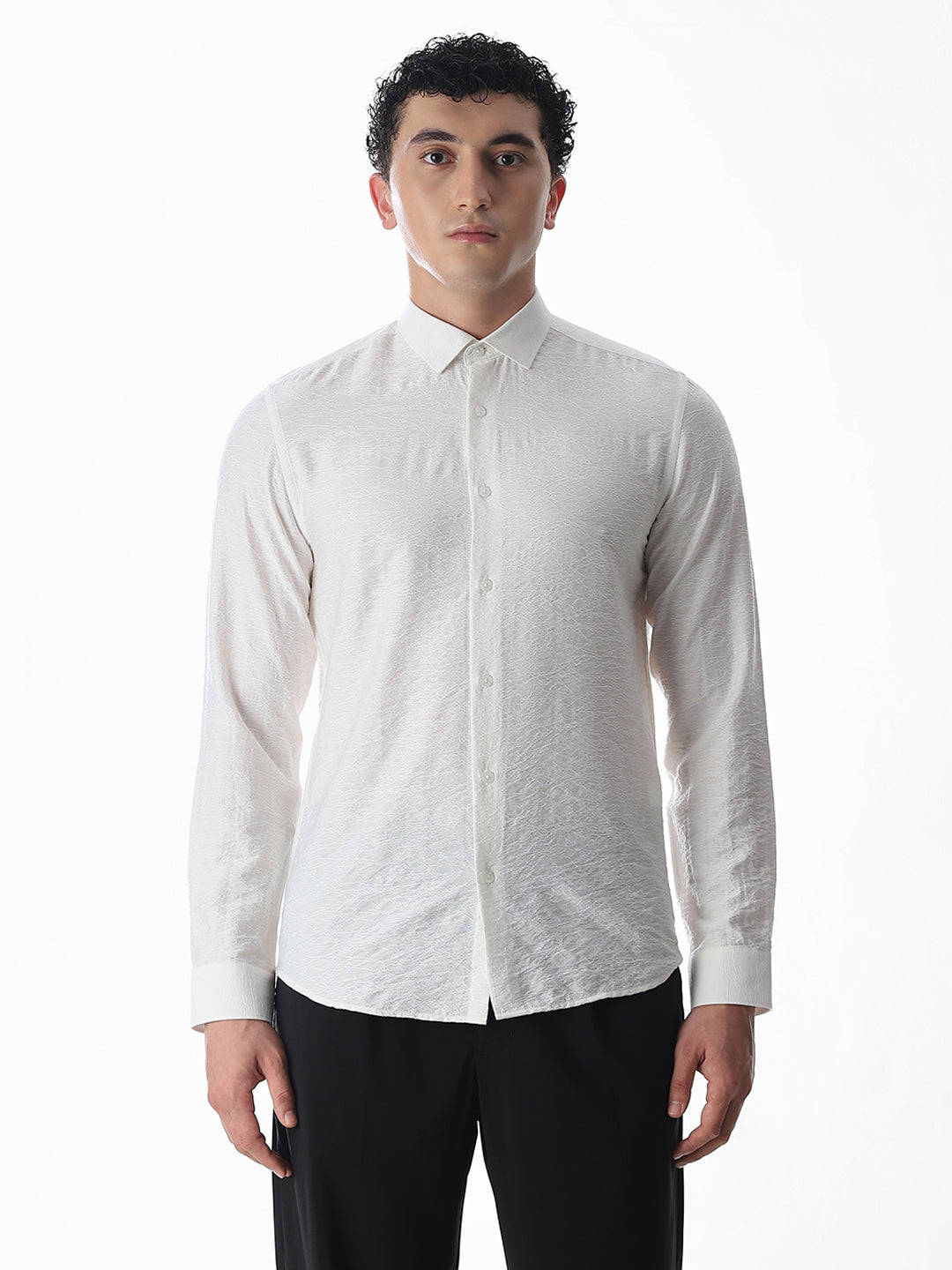 Slim Fit Dobby Shirt - White