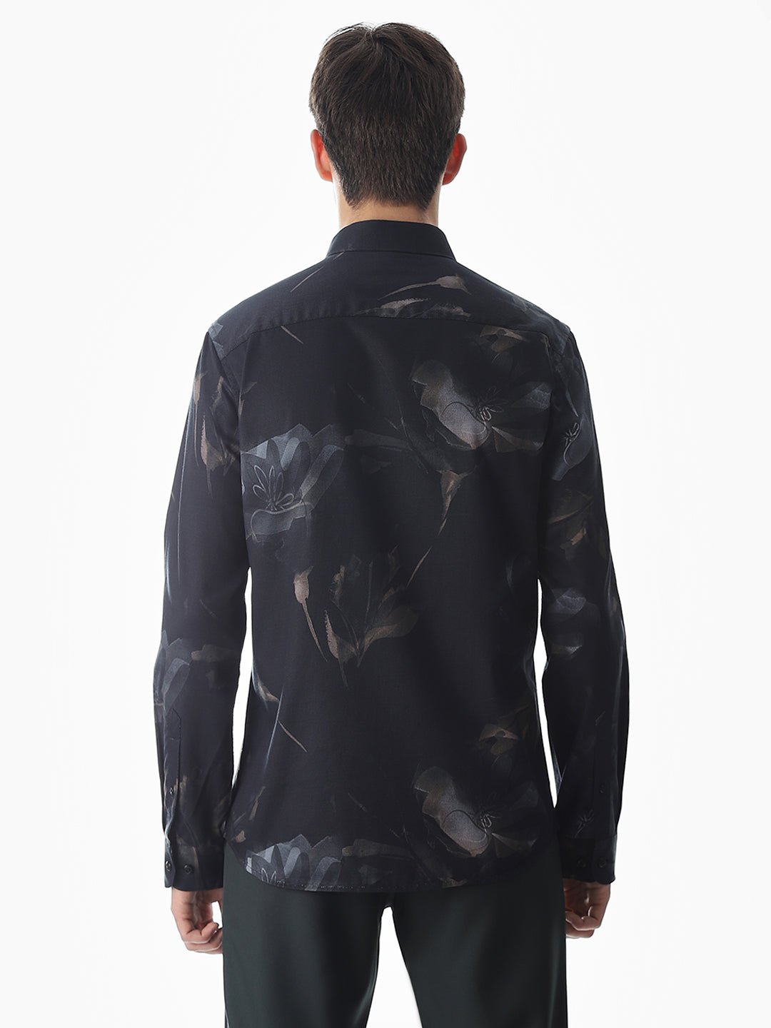 Black Floral Cotton Shirt