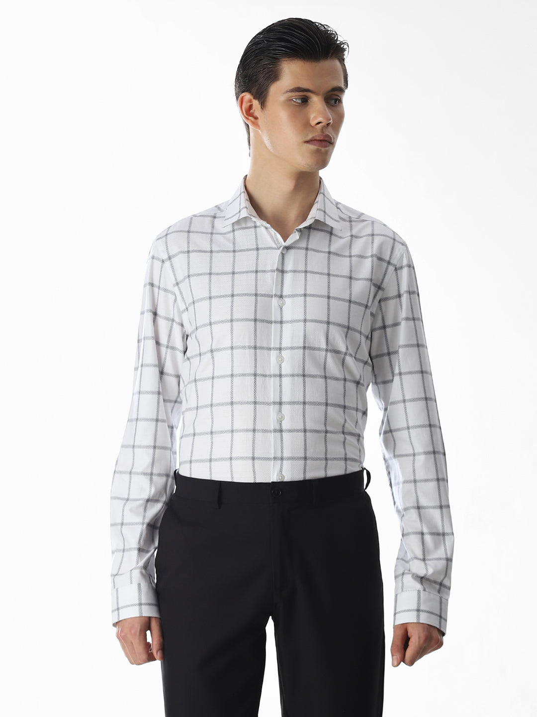 White Check Cotton Shirt