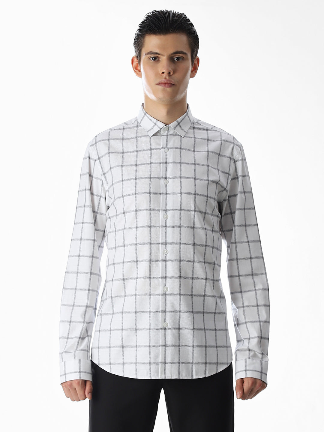 White Check Cotton Shirt