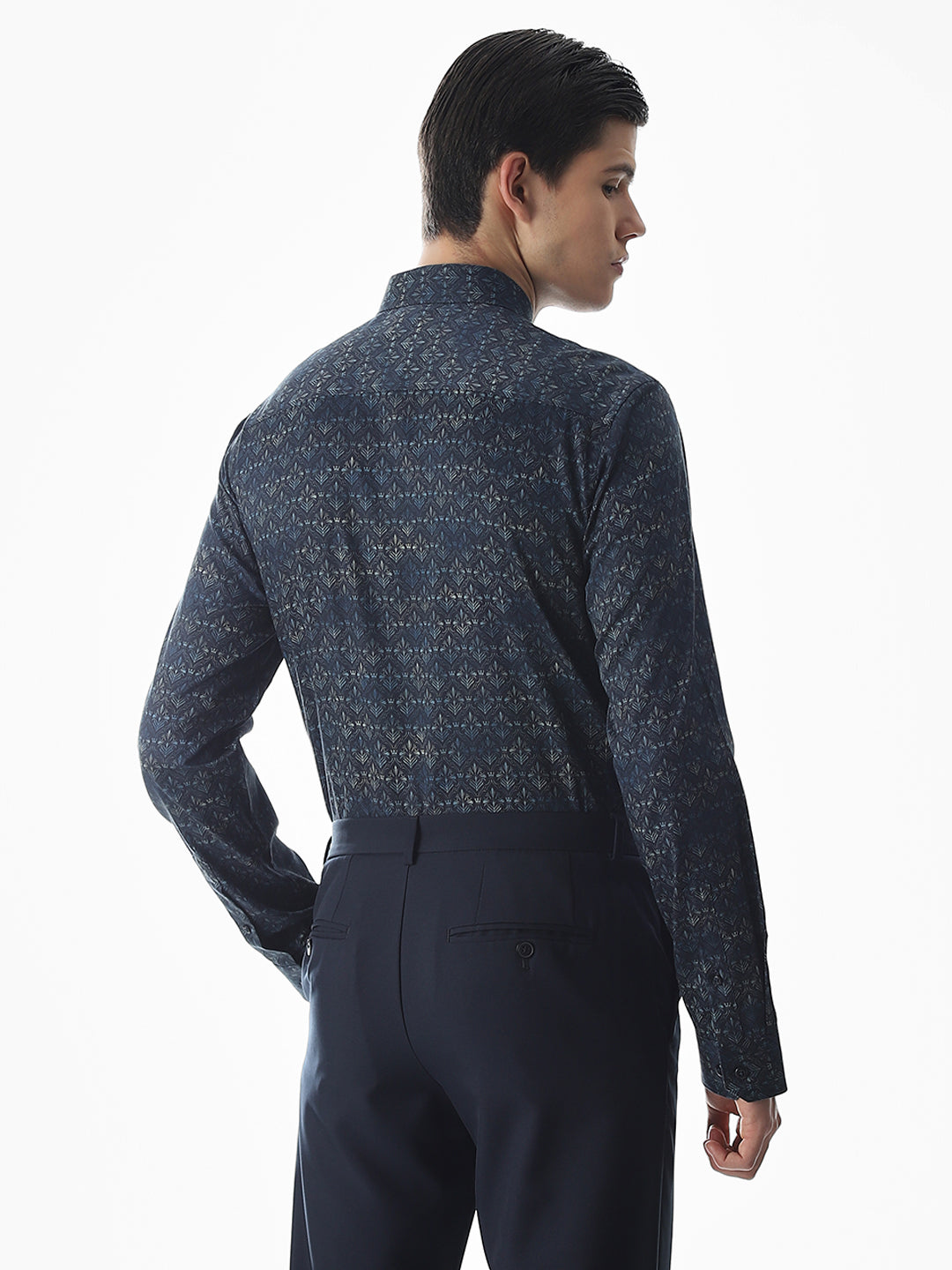 Dark Blue Printed Cotton Shirt