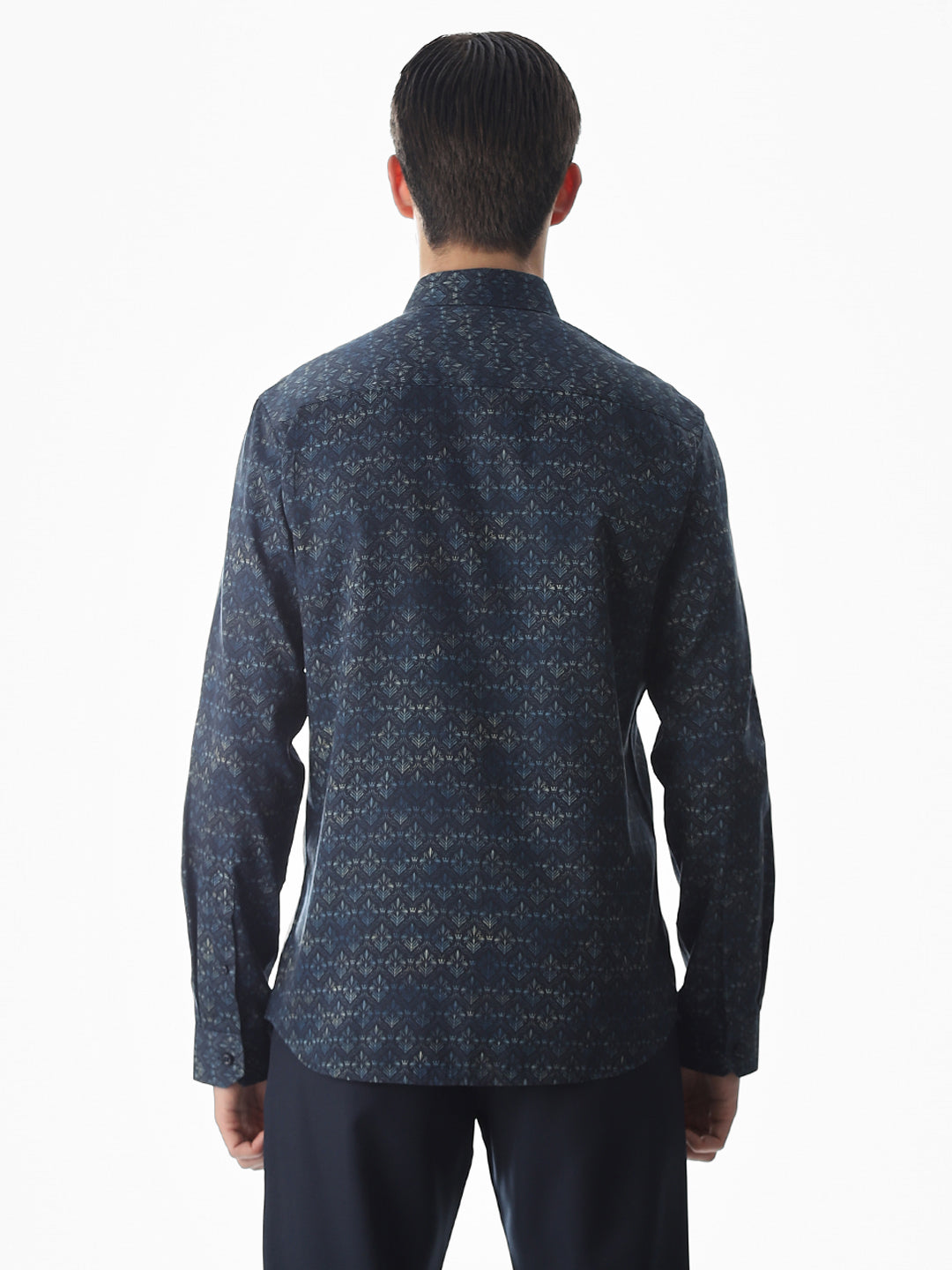 Dark Blue Printed Cotton Shirt