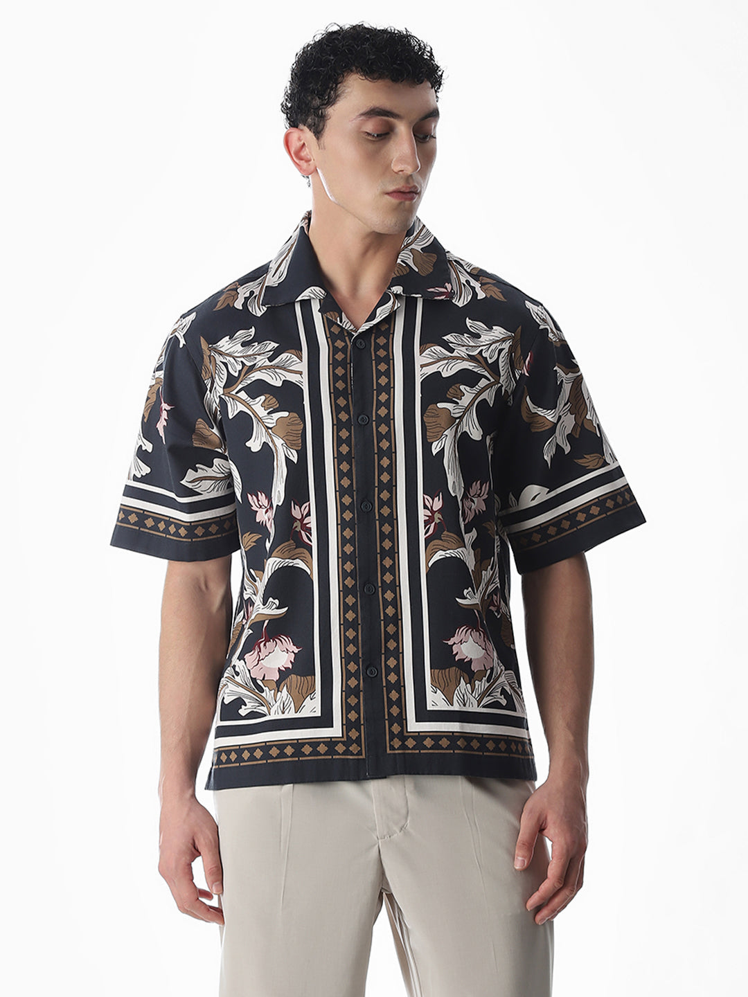 Printed Oversized Short Sleeves Shirt