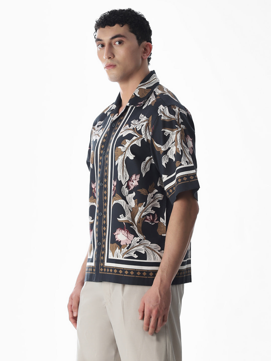 Printed Oversized Short Sleeves Shirt