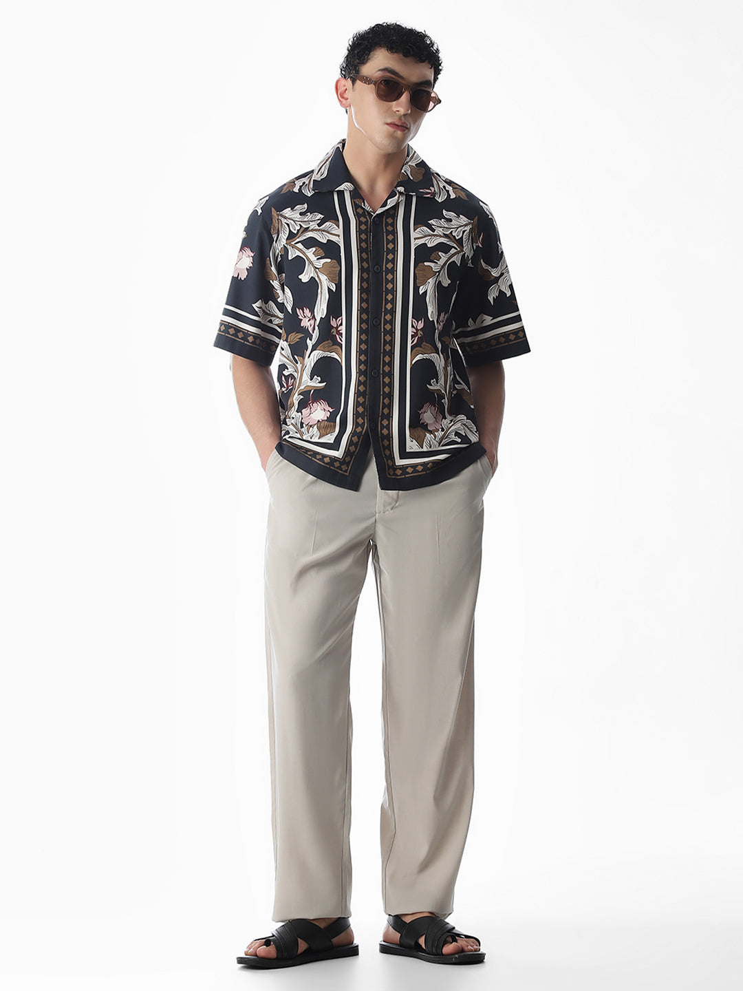 Printed Oversized Short Sleeves Shirt