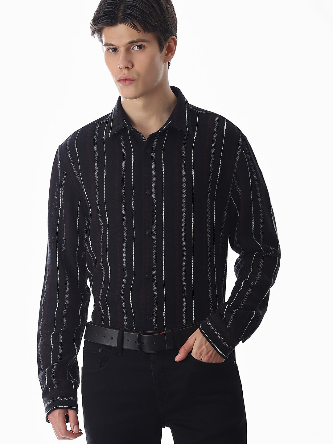 Black Striped Cotton Shirt