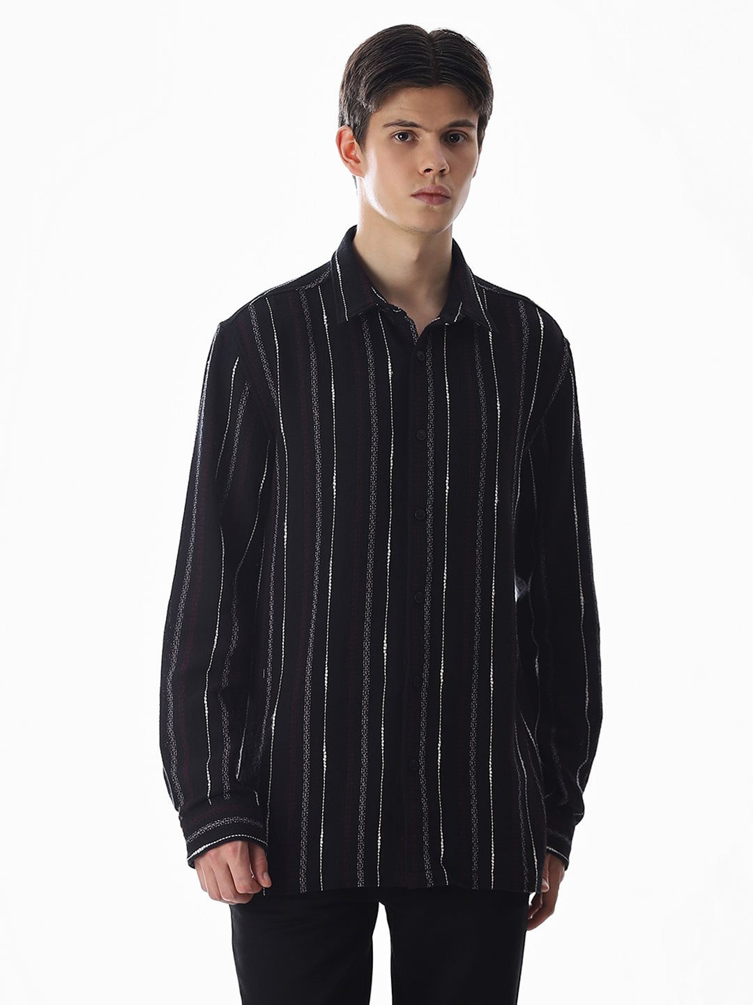 Black Striped Cotton Shirt