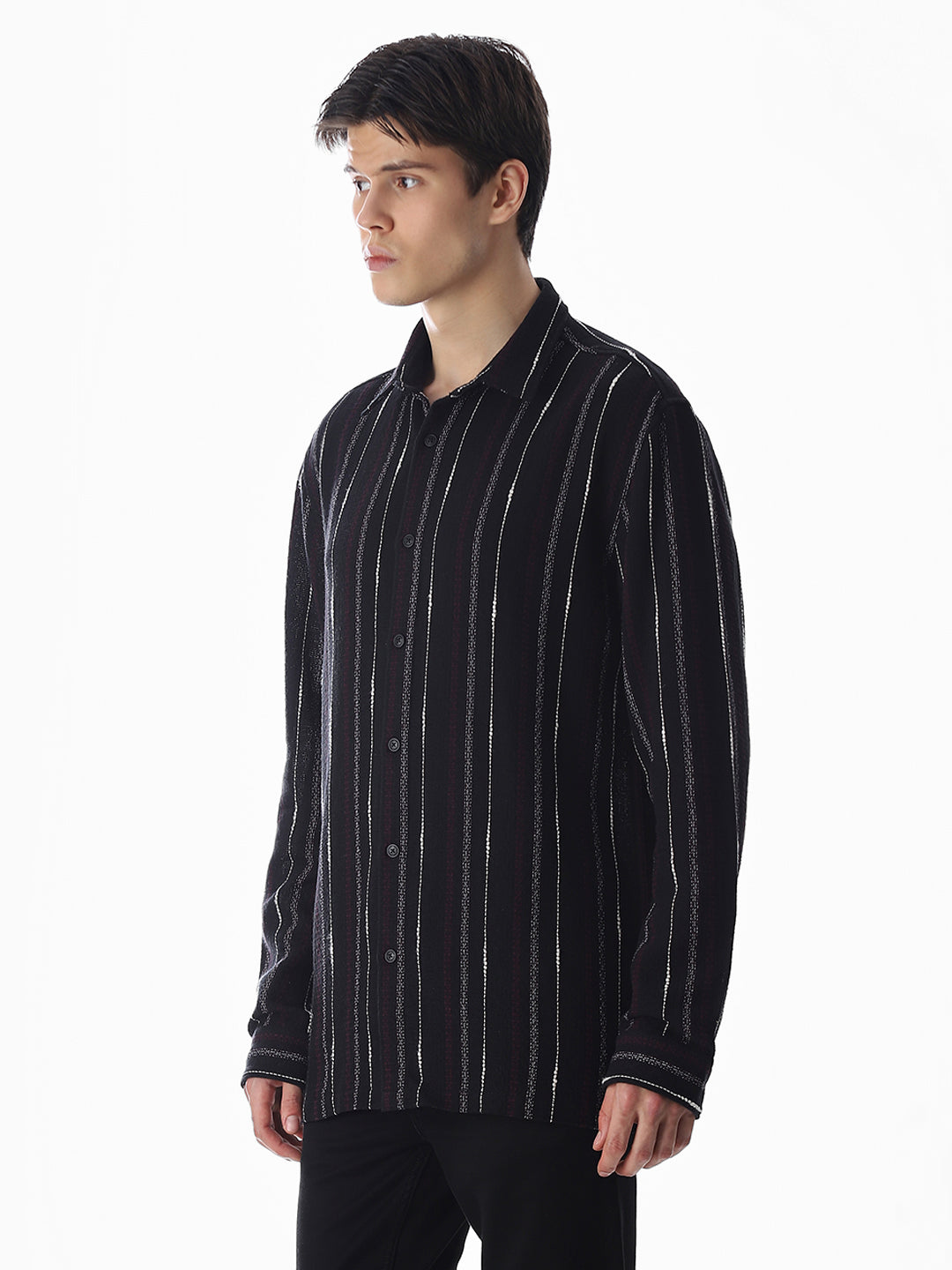 Black Striped Cotton Shirt