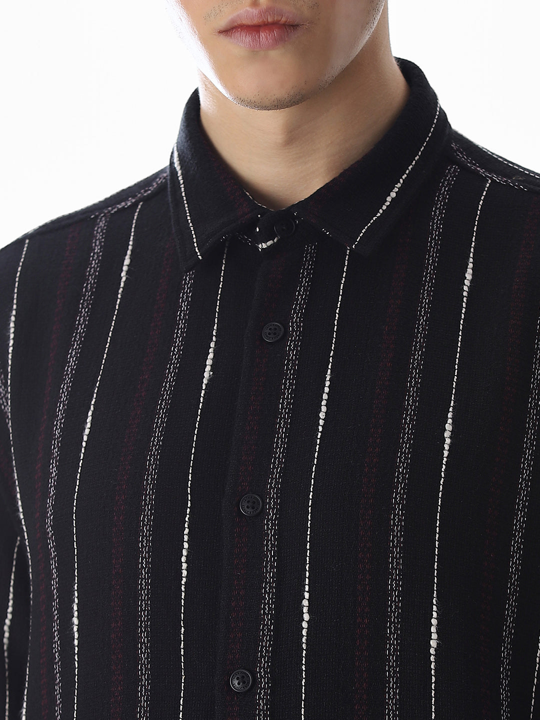 Black Striped Cotton Shirt