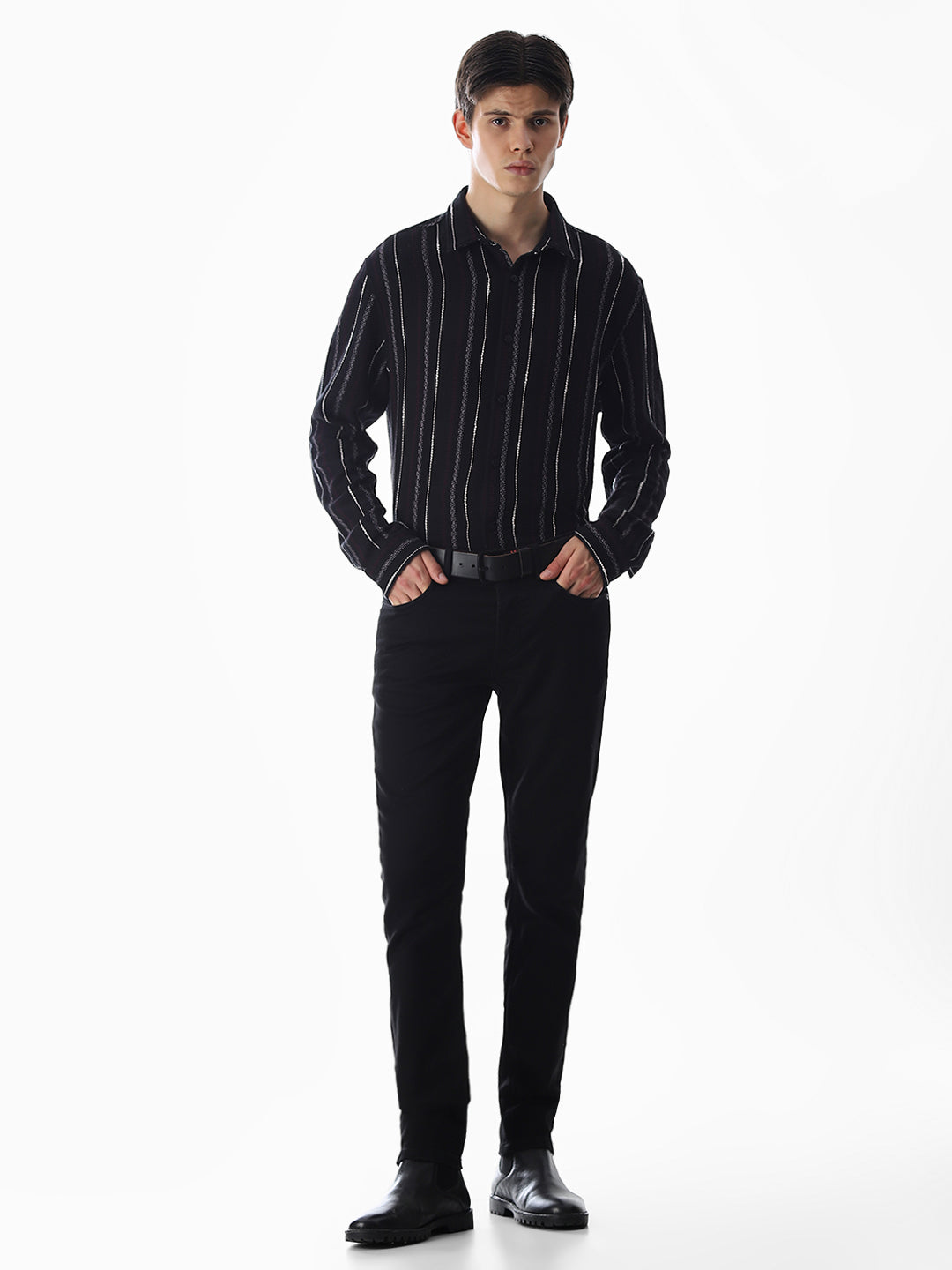 Black Striped Cotton Shirt