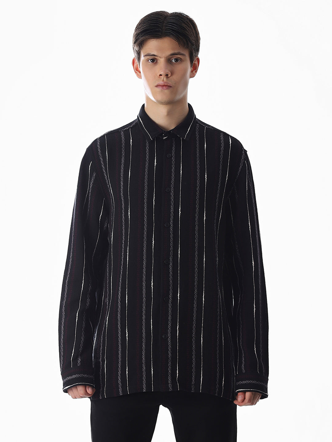 Black Striped Cotton Shirt