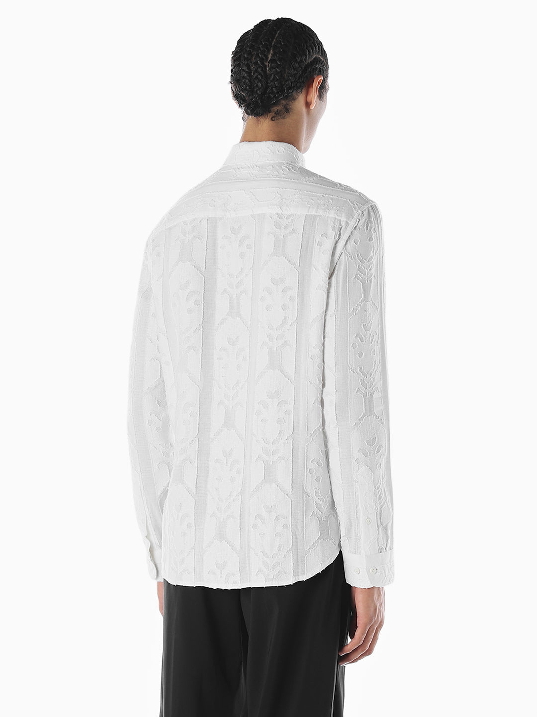 Jacquard White Cotton Shirt