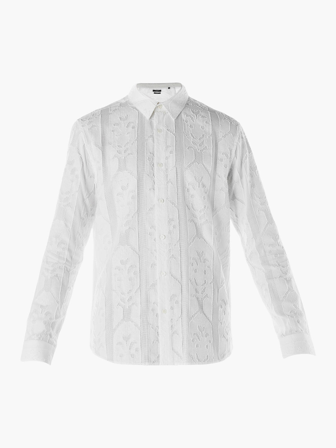 Jacquard White Cotton Shirt