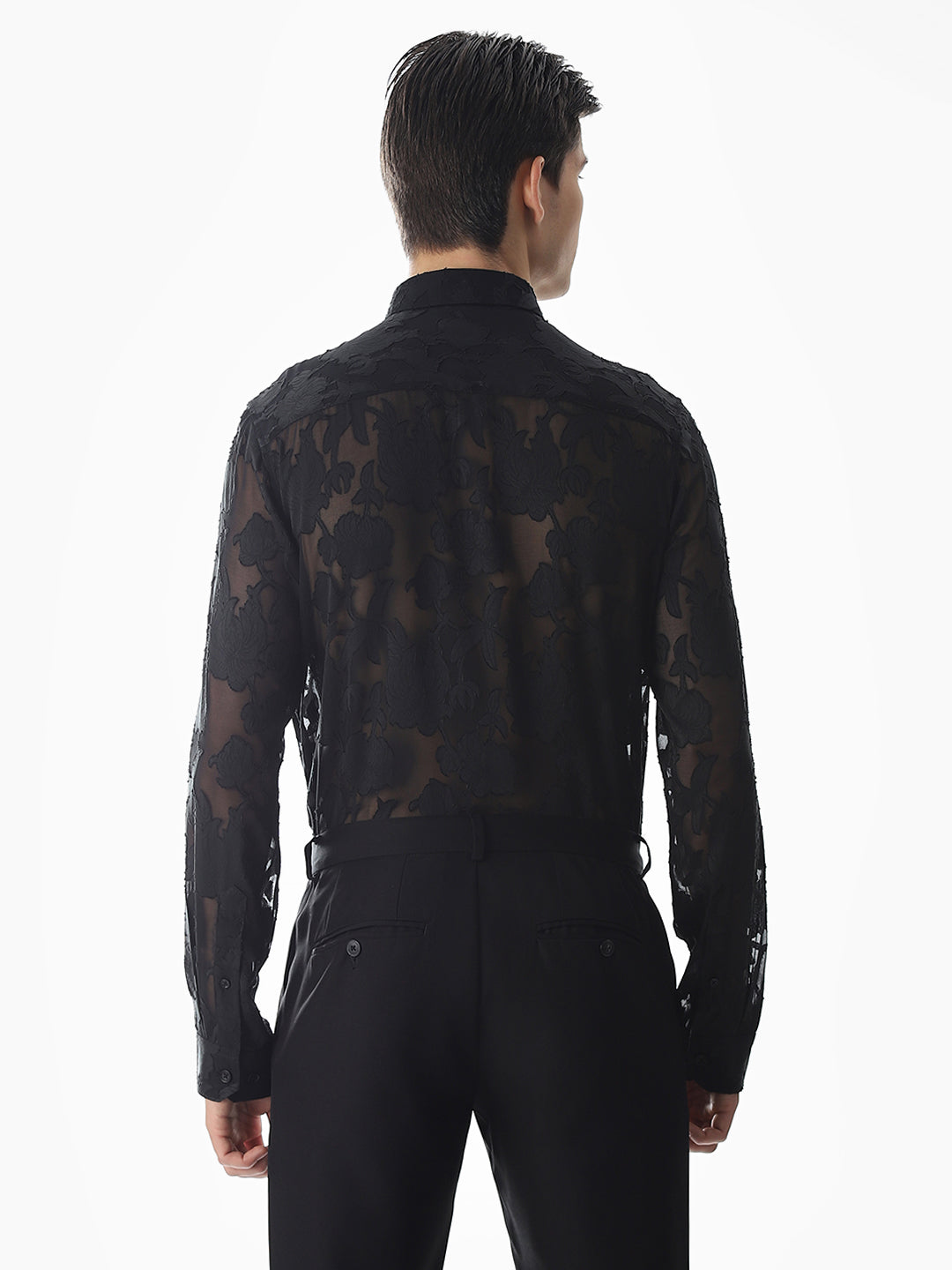 Black Jacquard Slim Fit Shirt