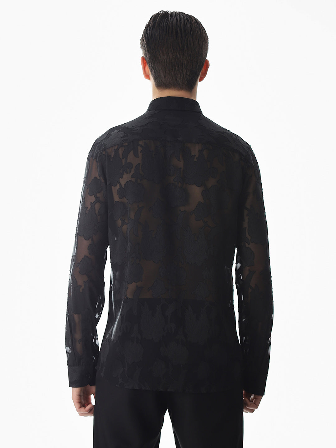 Black Jacquard Slim Fit Shirt
