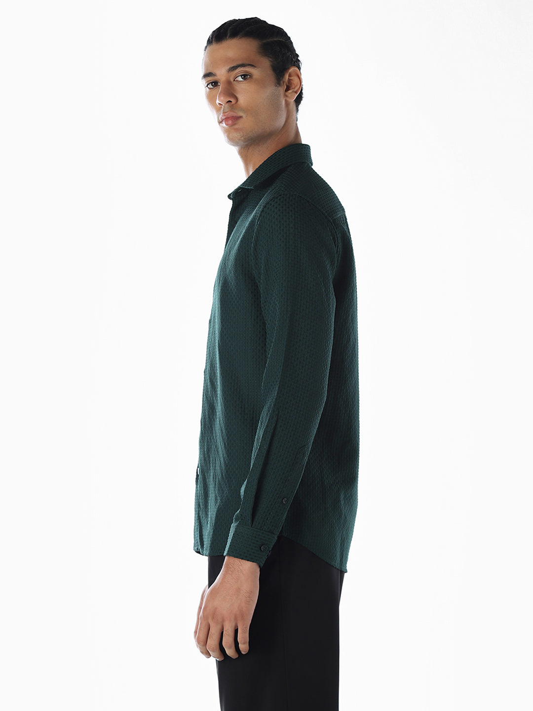 Dobby Slim Fit Green Shirt