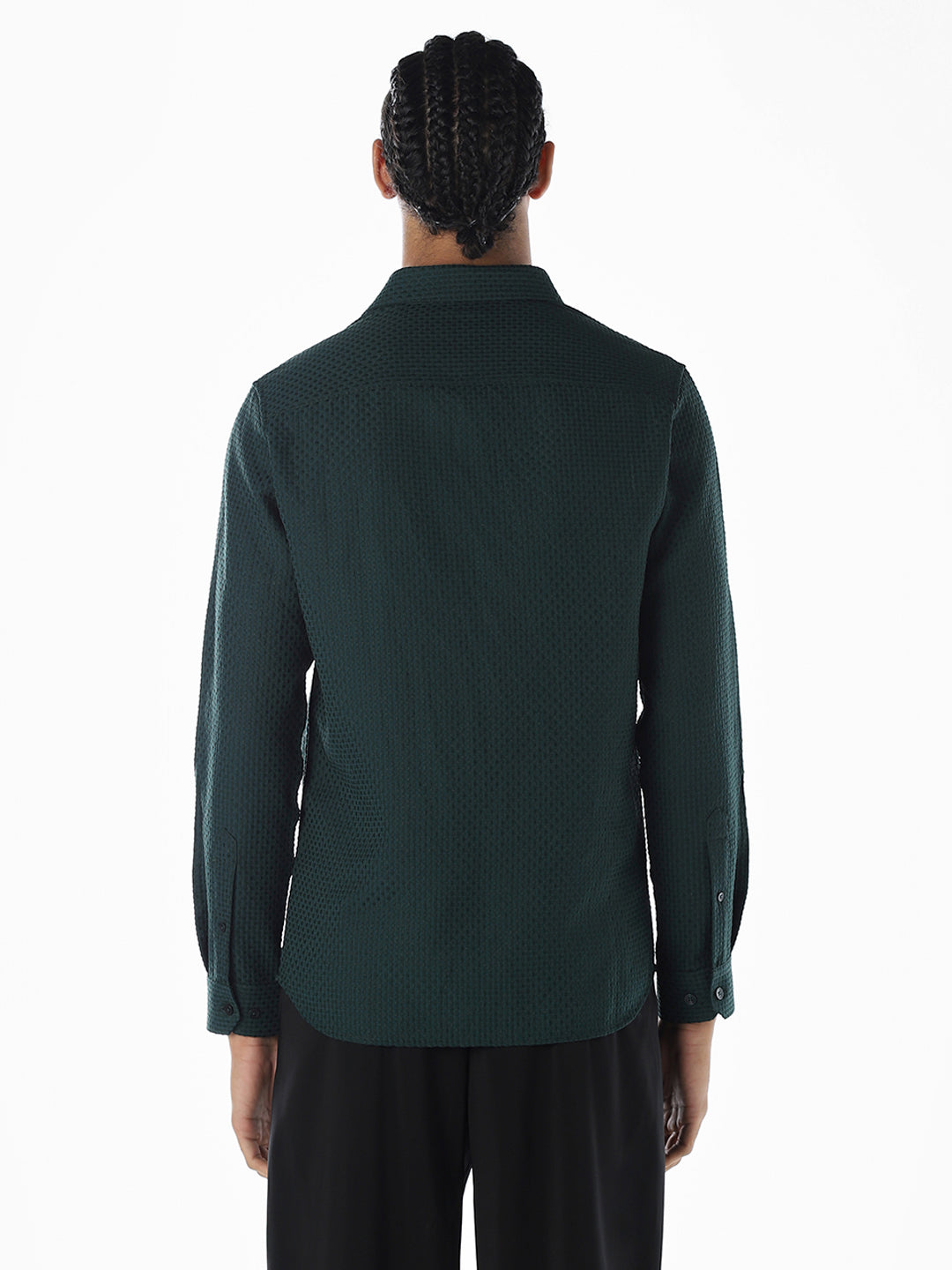 Dobby Slim Fit Green Shirt