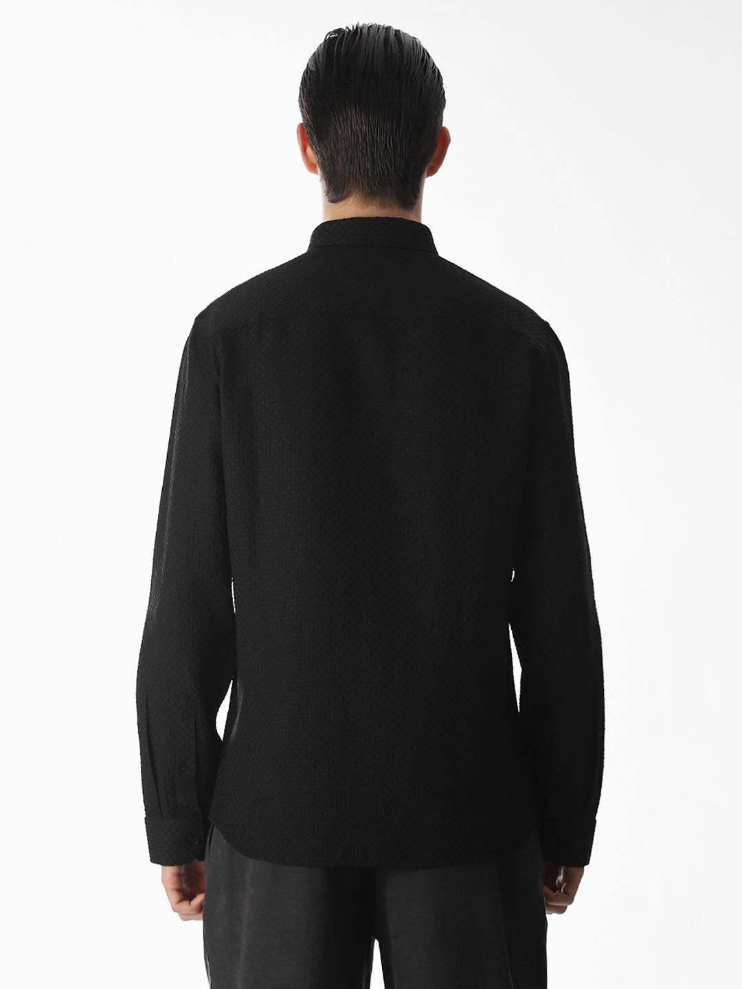 Black Dobby Slim Fit Formal Shirt