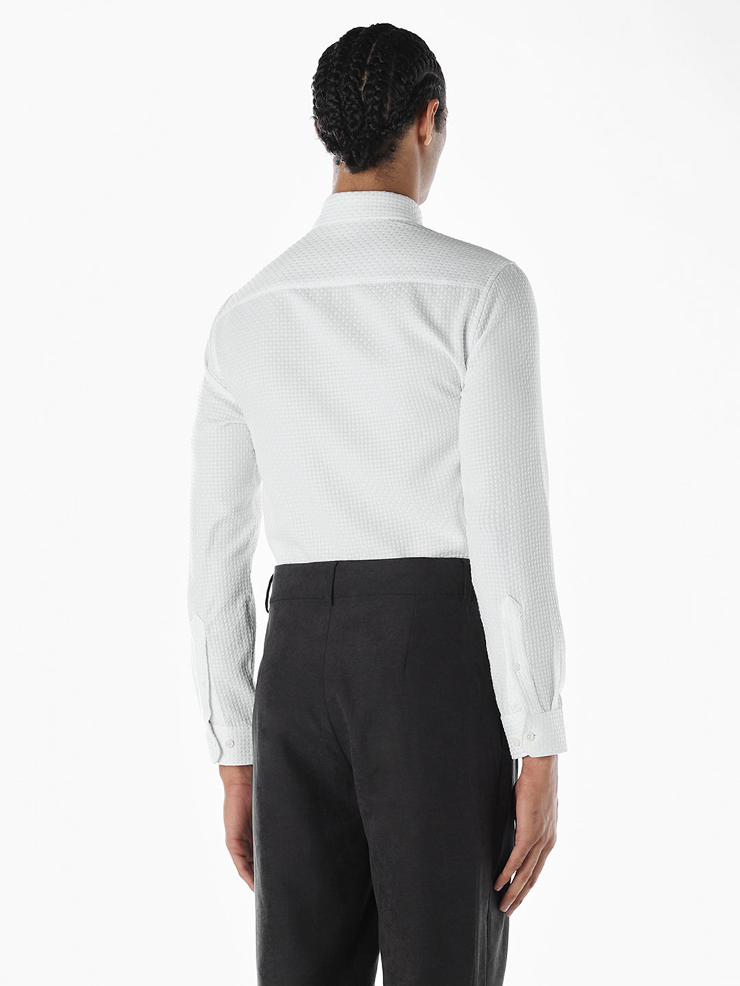 Dobby Slim Fit White Shirt