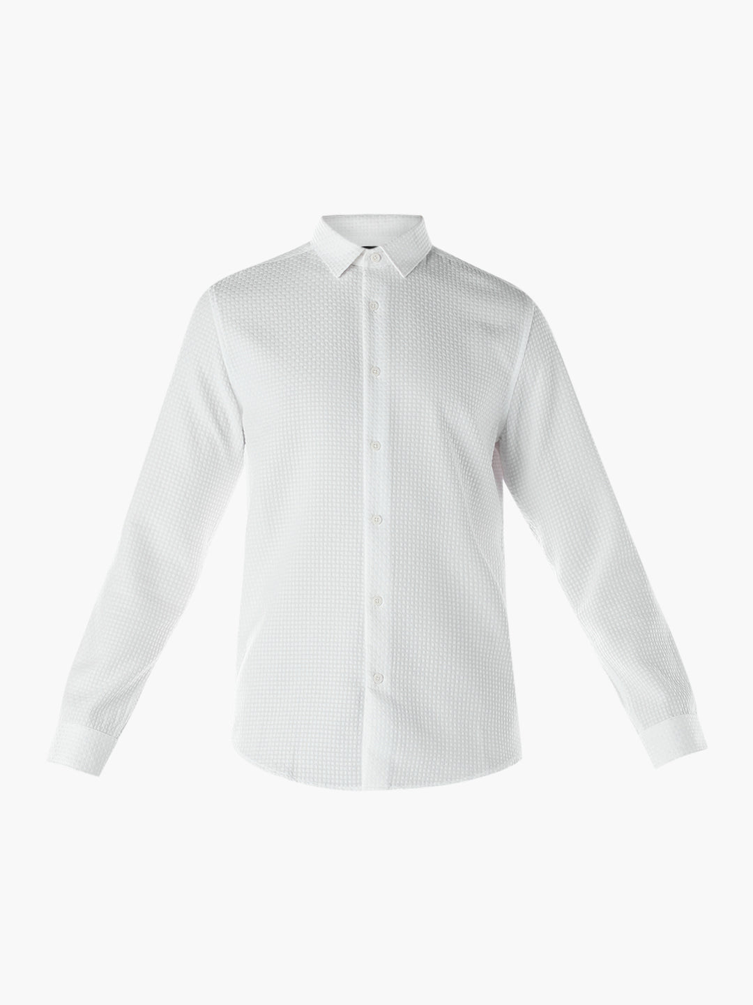 Dobby Slim Fit White Shirt
