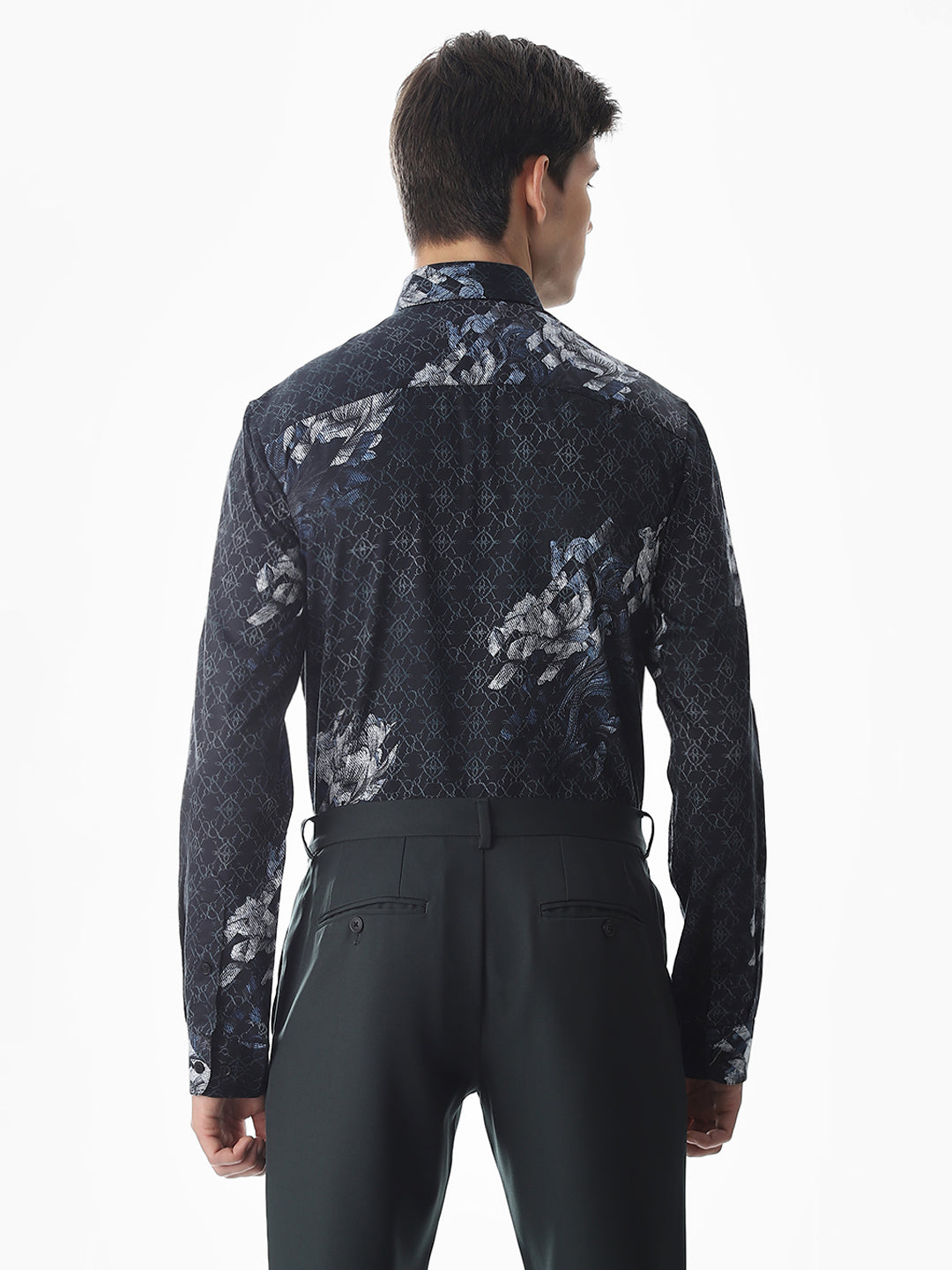 Black Floral Cotton Shirt