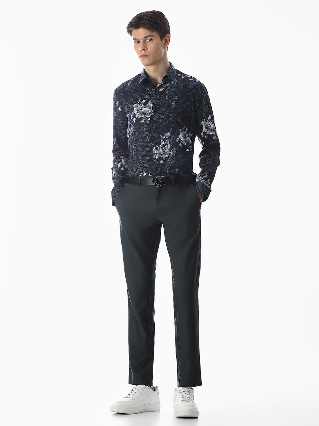 Black Floral Cotton Shirt