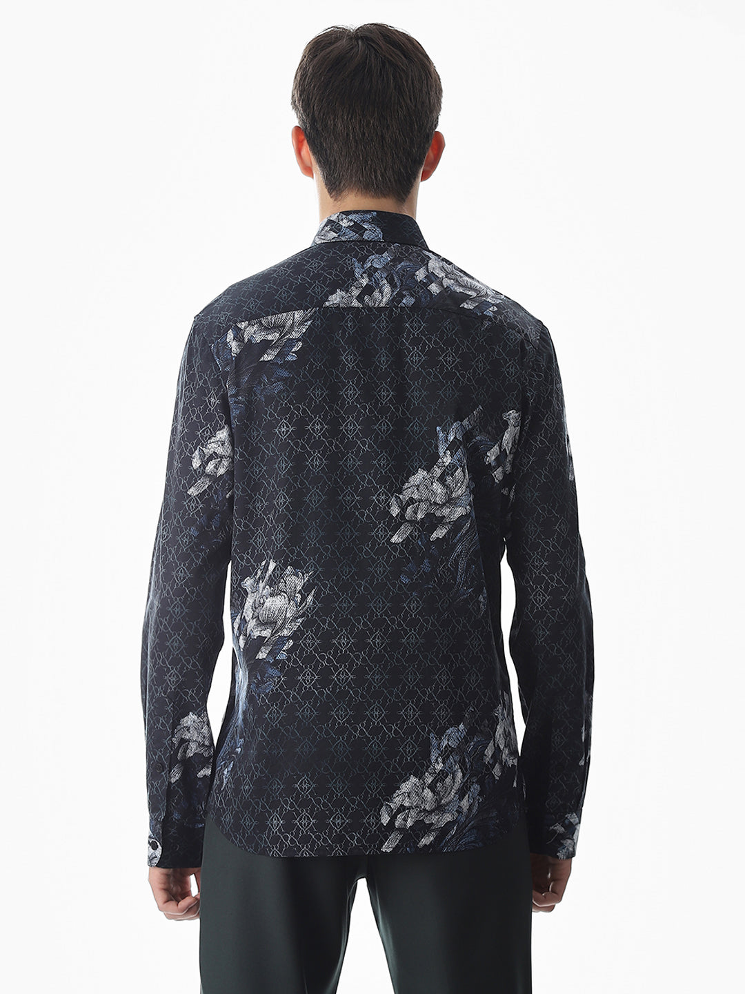 Black Floral Cotton Shirt