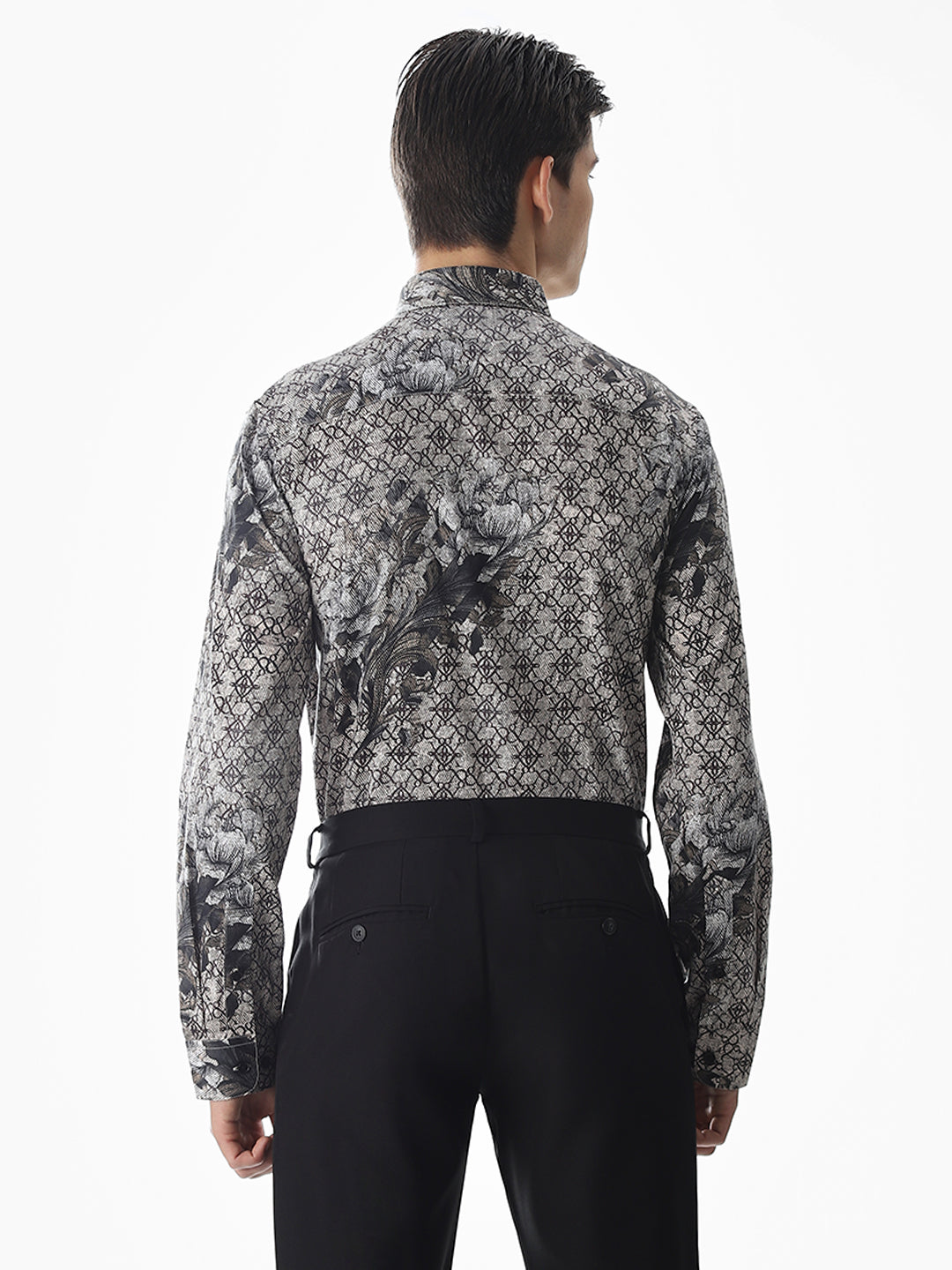 Beige Printed Cotton Shirt