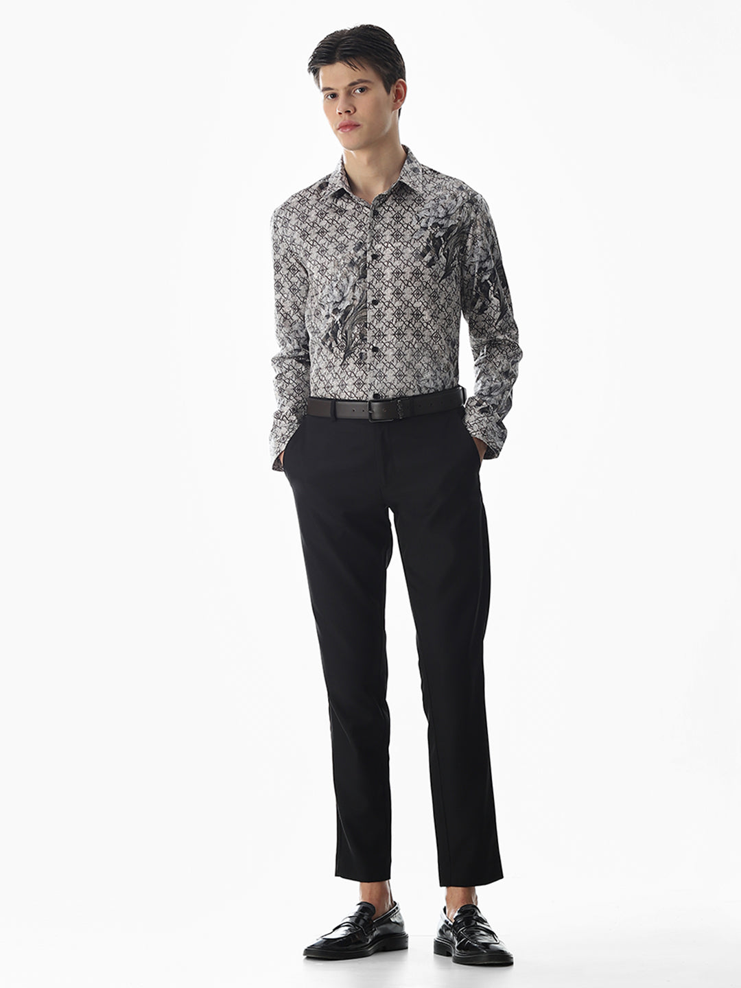 Beige Printed Cotton Shirt