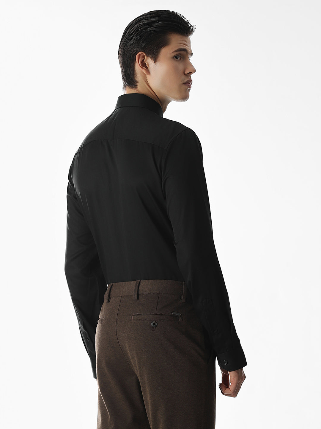 Black Tencel Slim Fit Formal Shirt