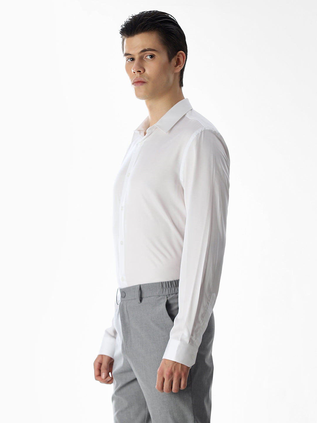 White Tencel Slim Fit Formal Shirt