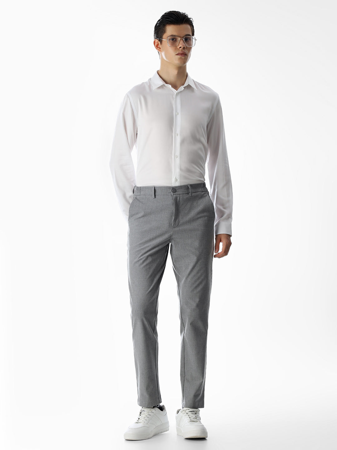 White Tencel Slim Fit Formal Shirt