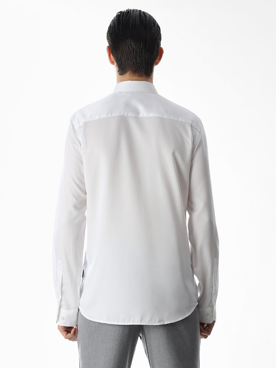 White Tencel Slim Fit Formal Shirt