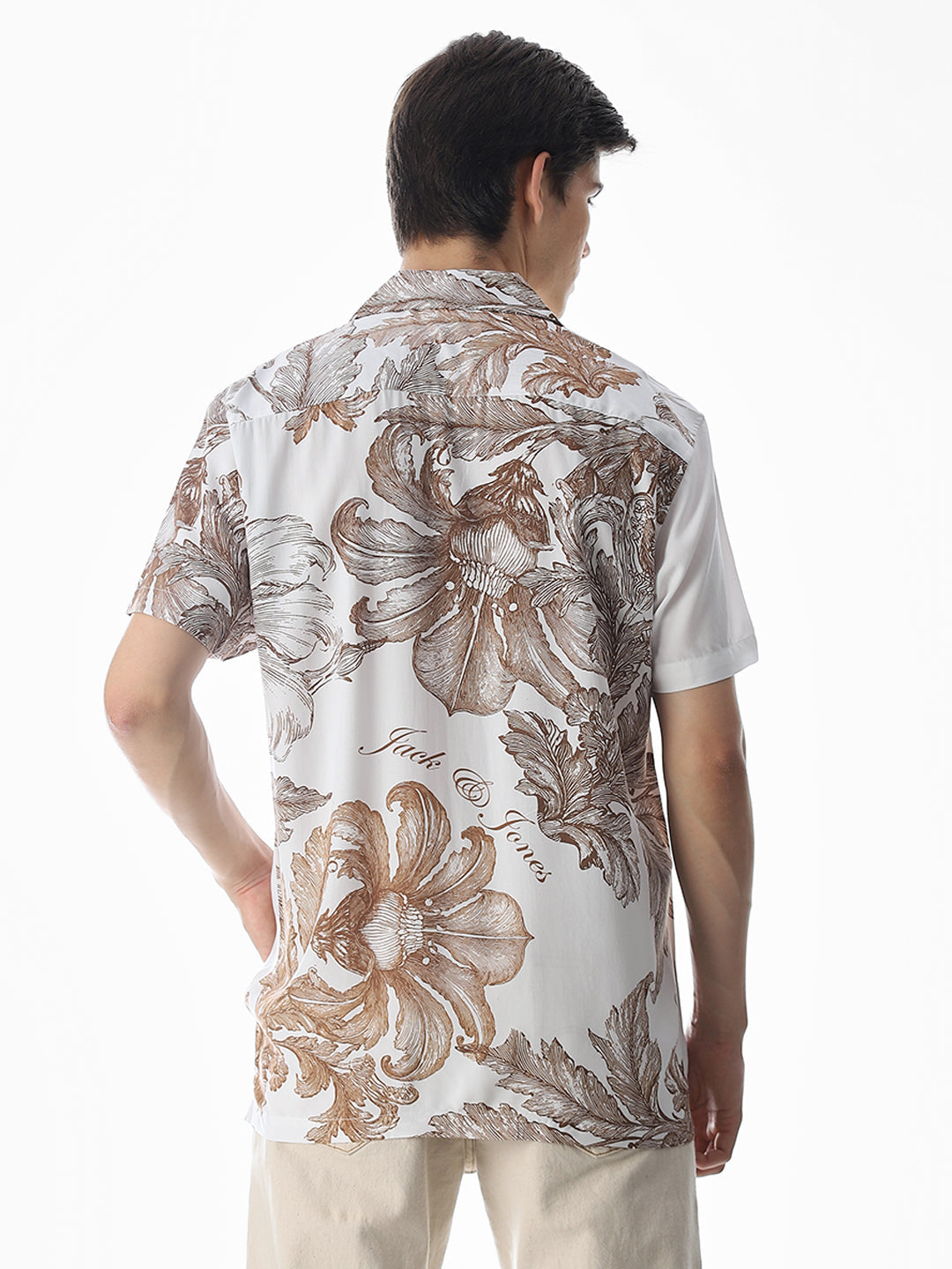 White Floral Comfort Fit Shirt