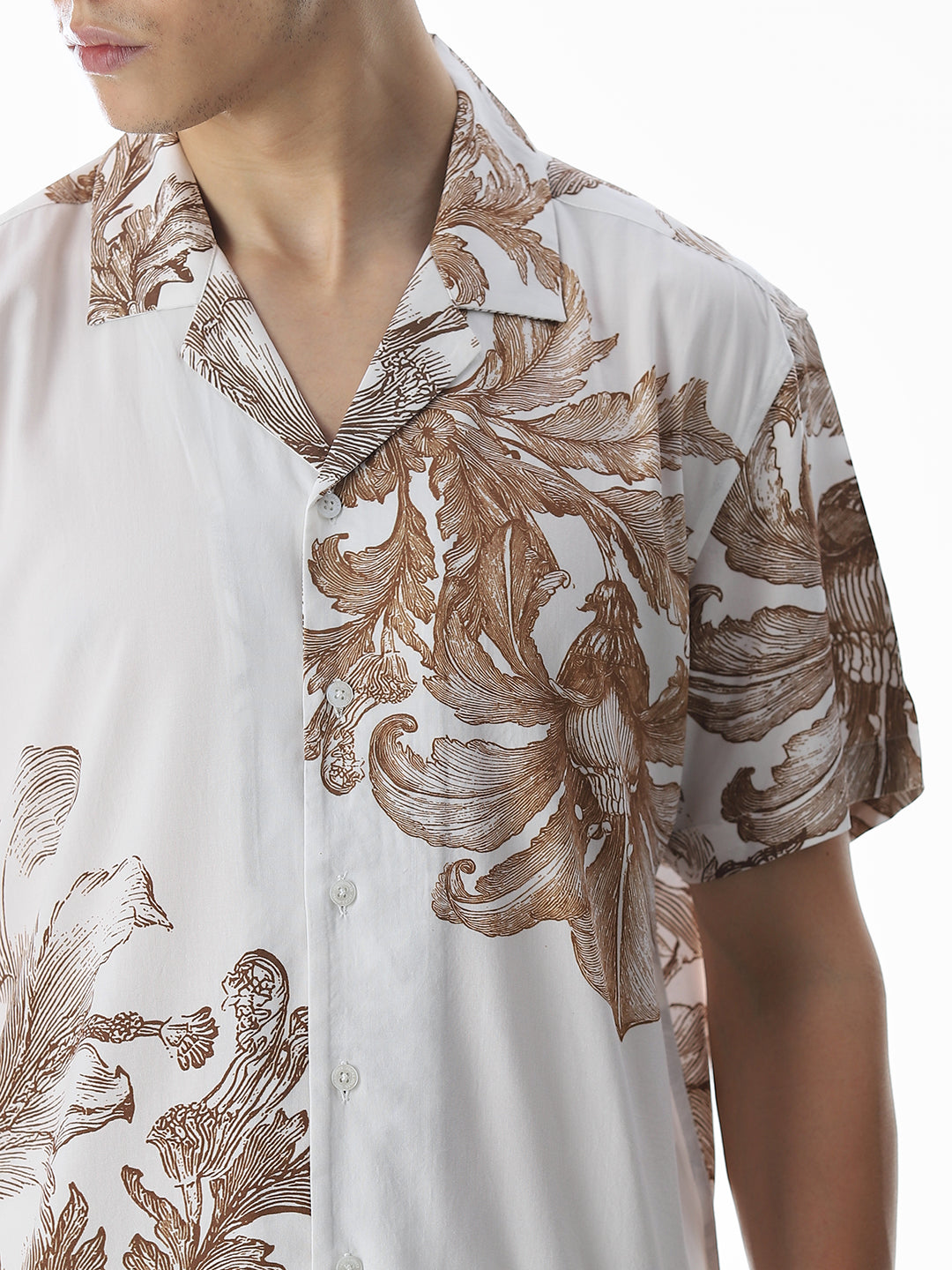 White Floral Comfort Fit Shirt